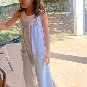 Stylish light blue  Jumpsuit with pink side stripe (romper)